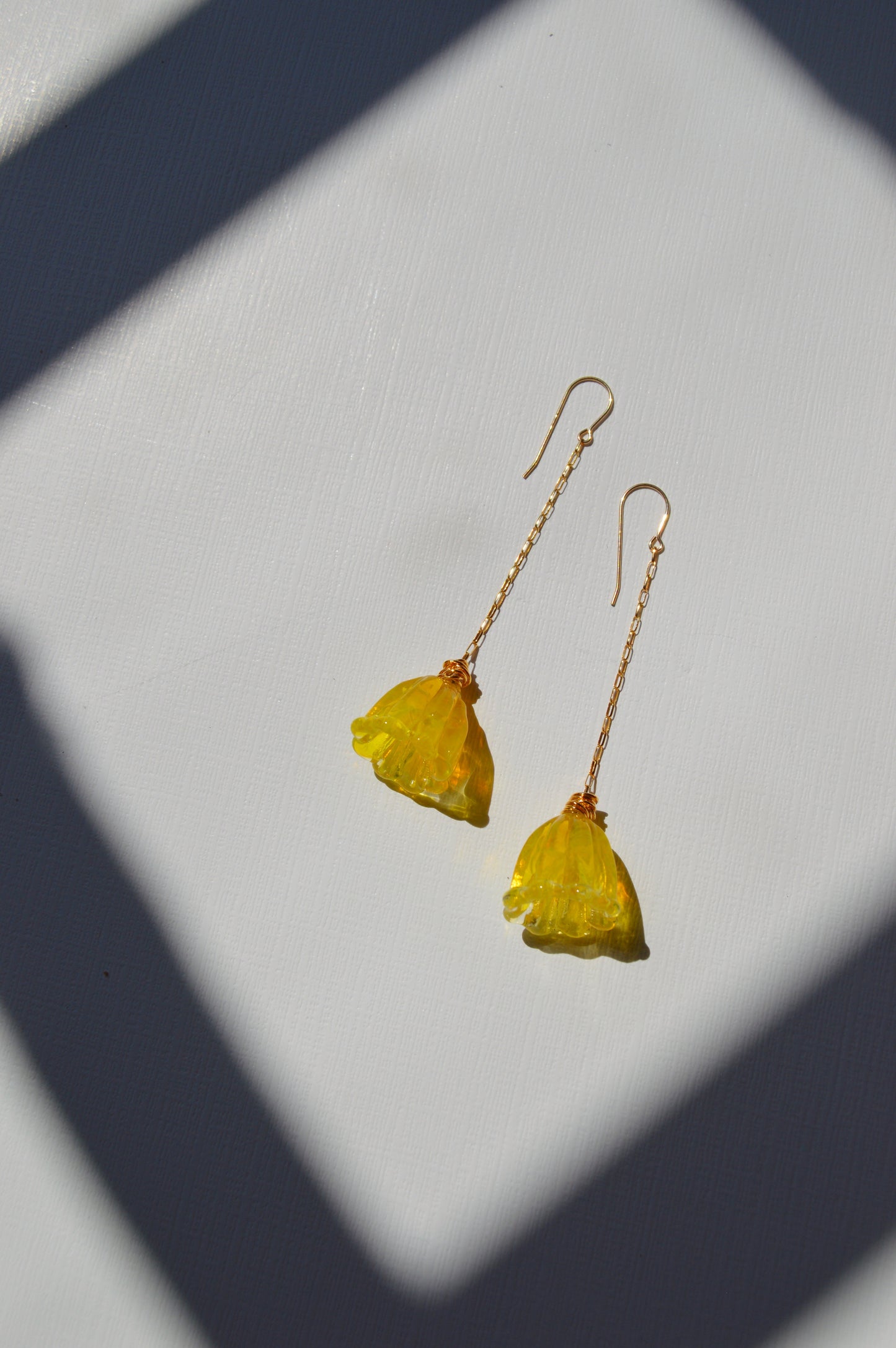 Super Sale Glass Tulip Earrings- Yellows