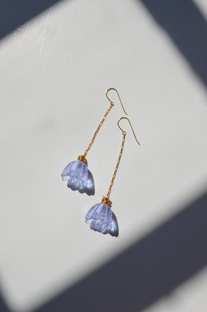 Super Sale Glass Tulip Earrings- Purples