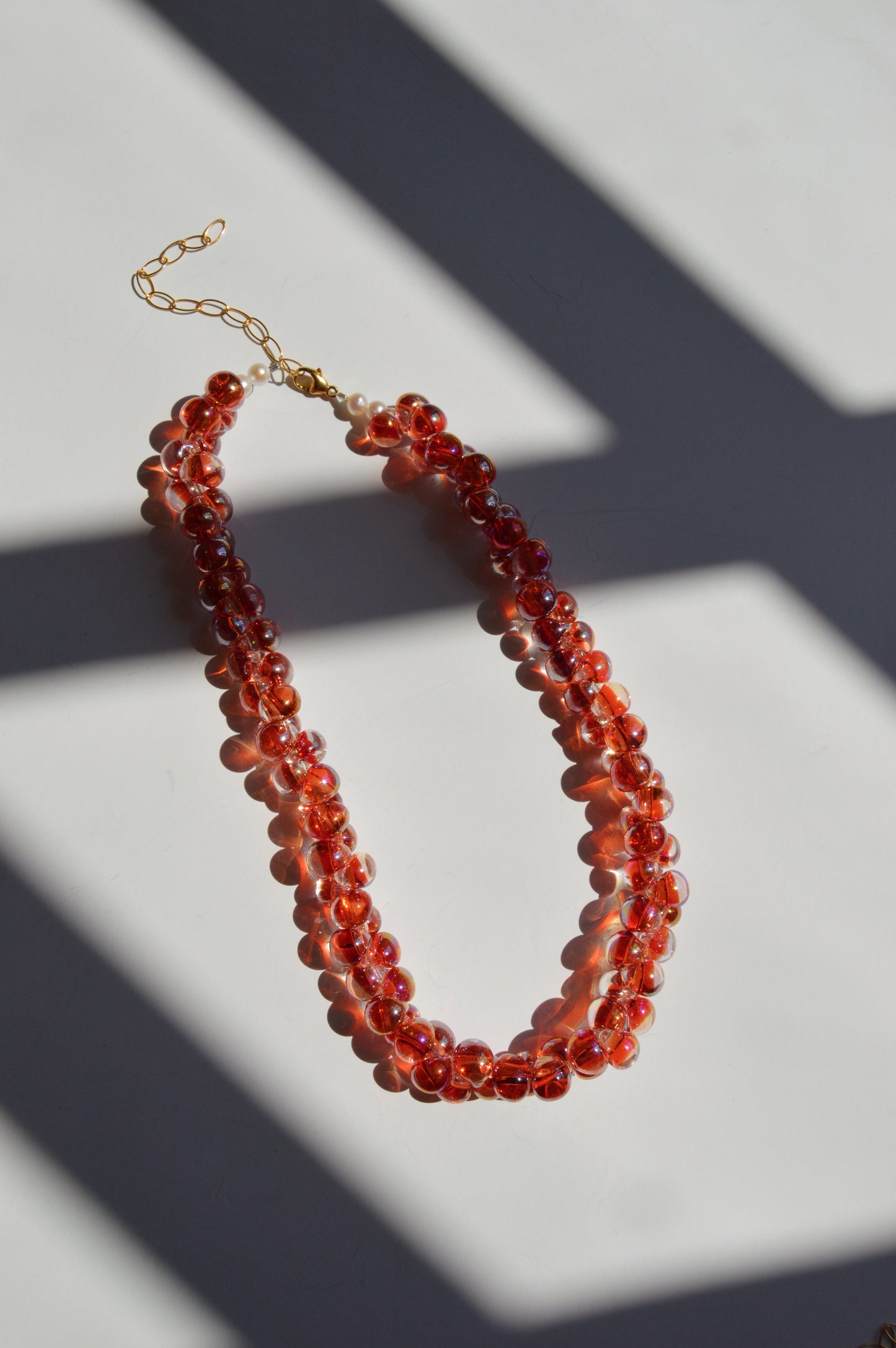 Bubble Glass Necklace- Shimmer Raspberry