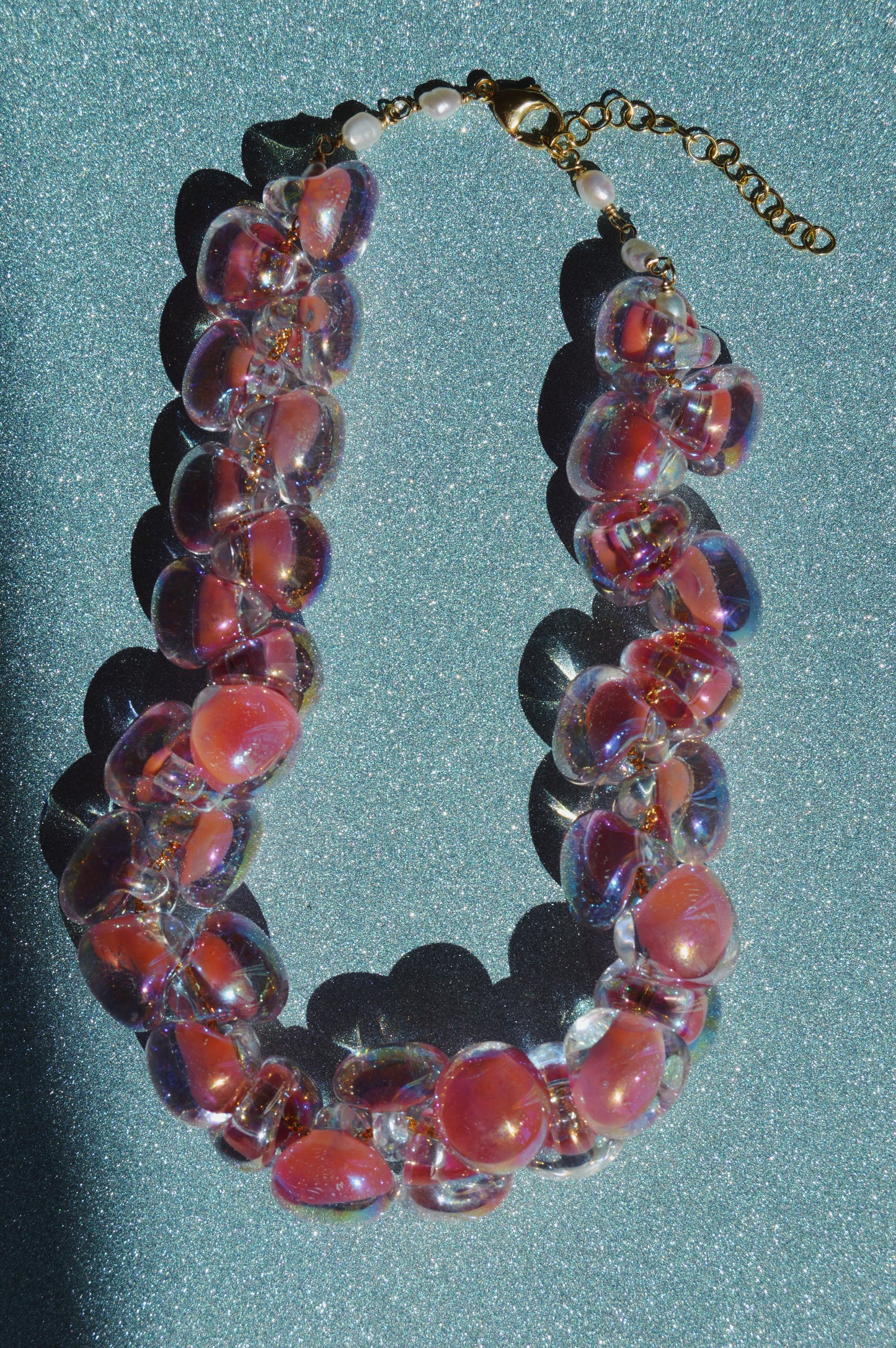 Grand Bubble Glass Necklace-Shimmer Pink