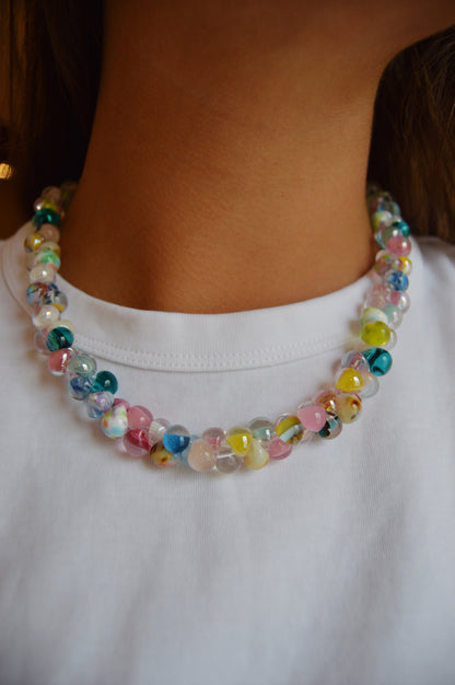 Rainbow Bubble Glass Necklace- Parade
