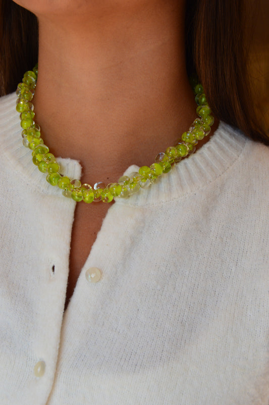 Bubble Glass Necklace - Chartreuse