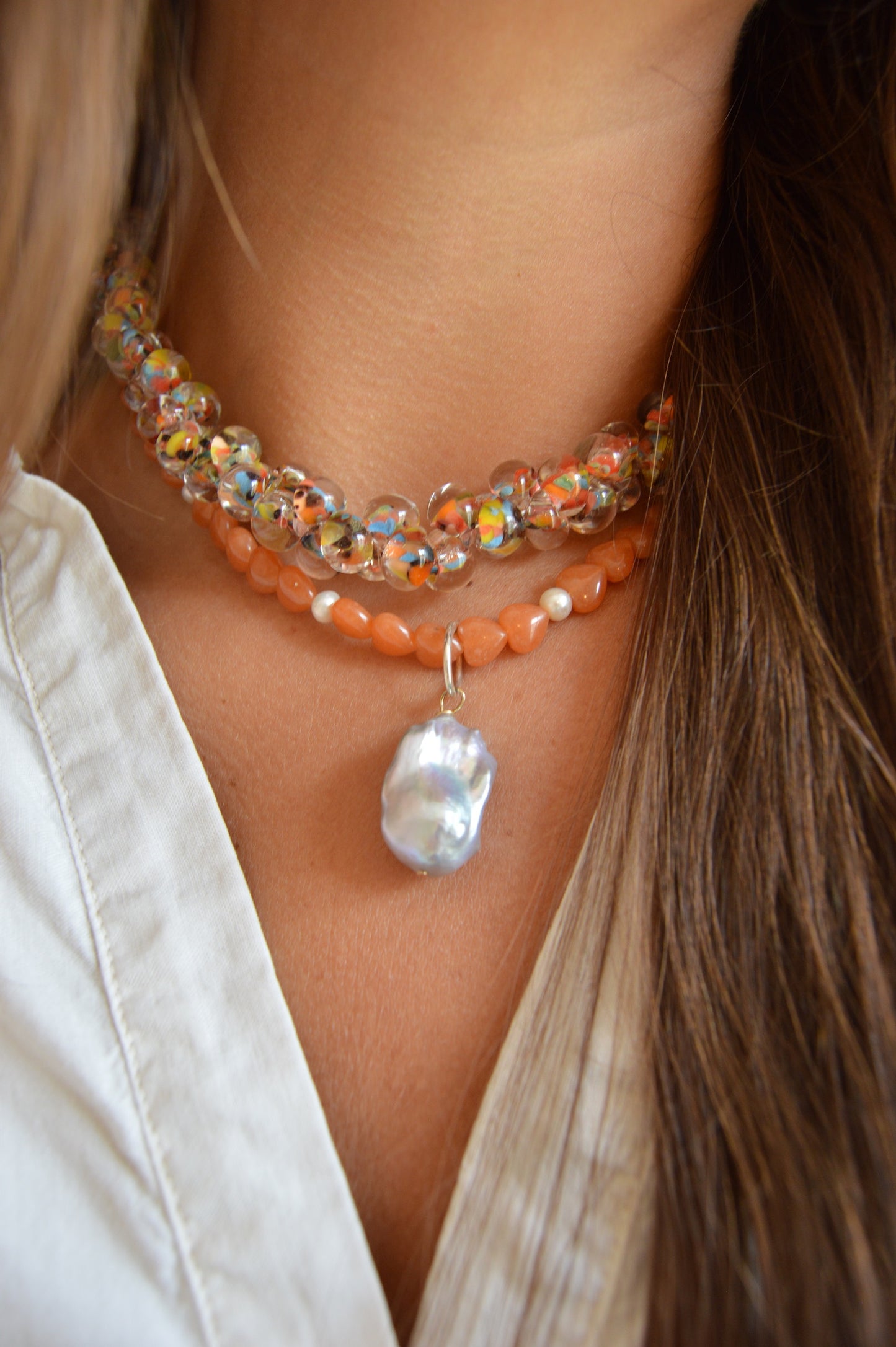Bubble Glass Necklace - Autumn Foliage