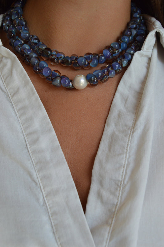Bubble Glass Necklace - Tahitian Pearl