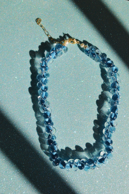 Bubble Glass Necklace- Sky Blue
