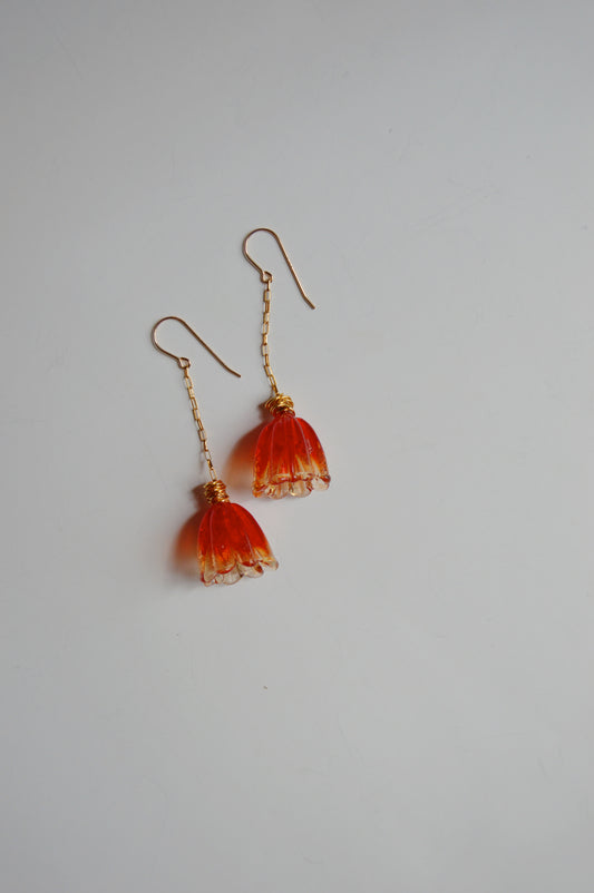 Super Sale Glass Tulips Earrings- Red