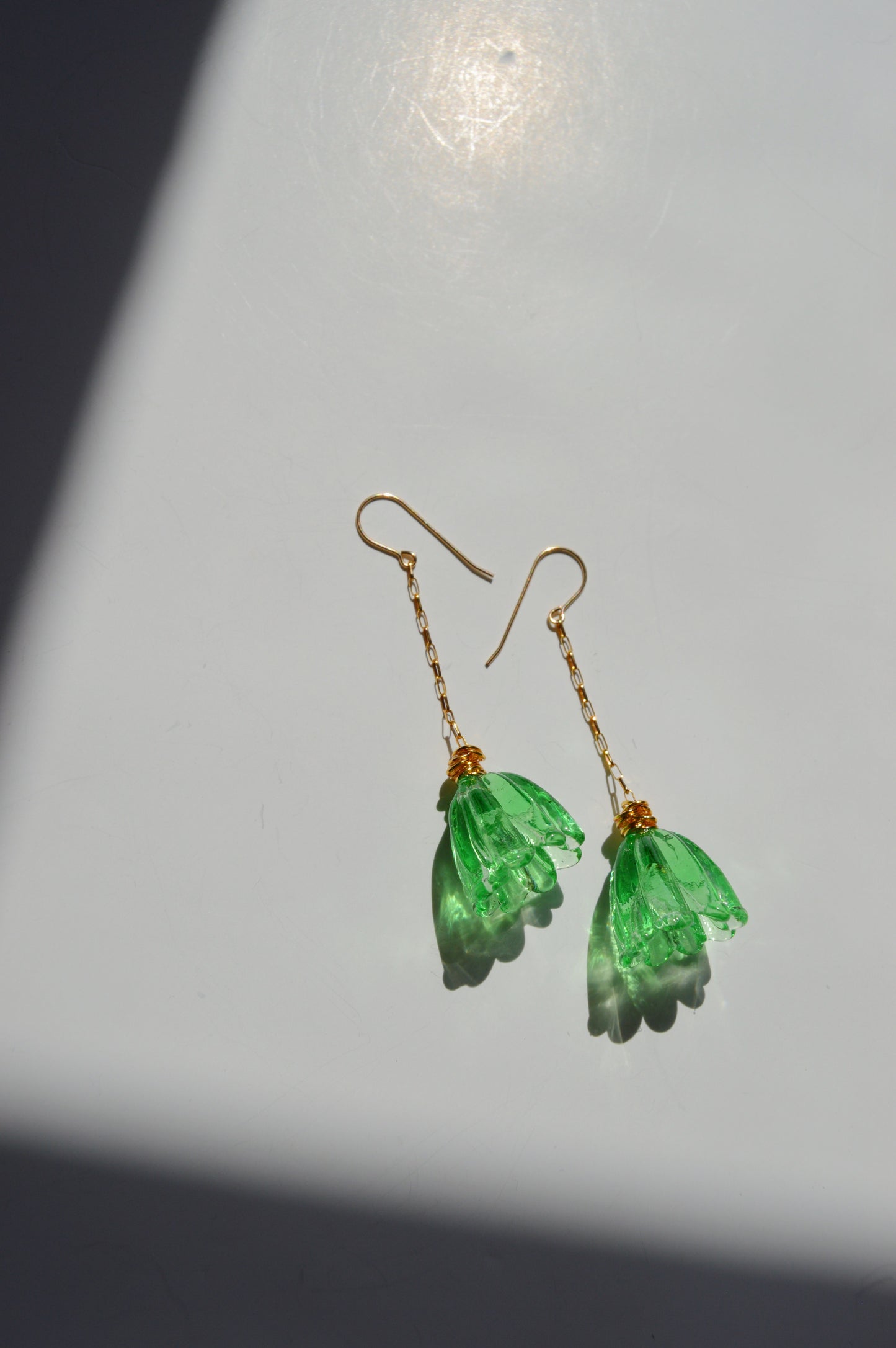 Super Sale Glass Tulip Earrings- Greens