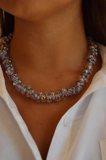 Bubble Glass Necklace- Shimmer Amethyst