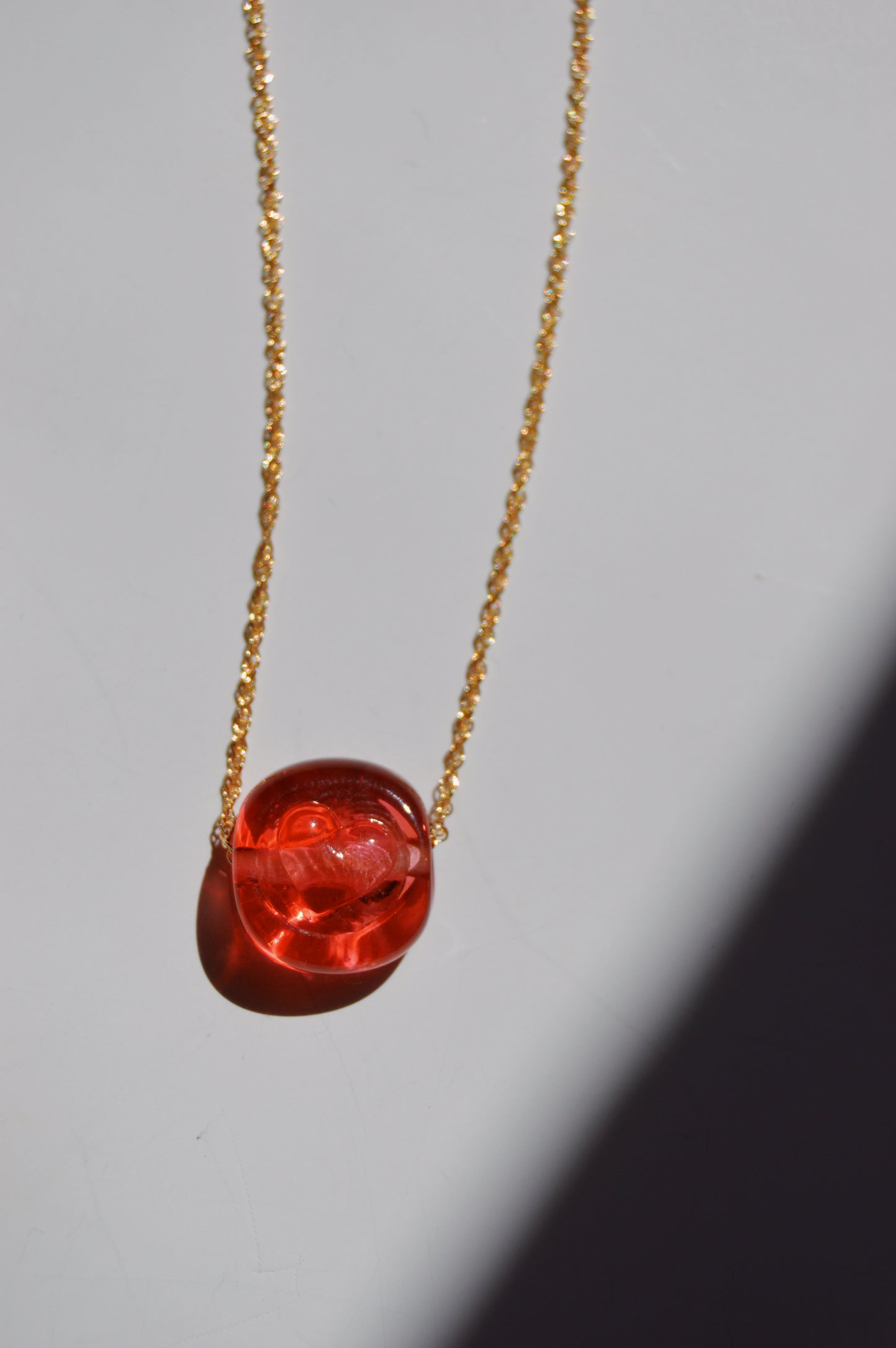 Glass Heart Stamp Necklace