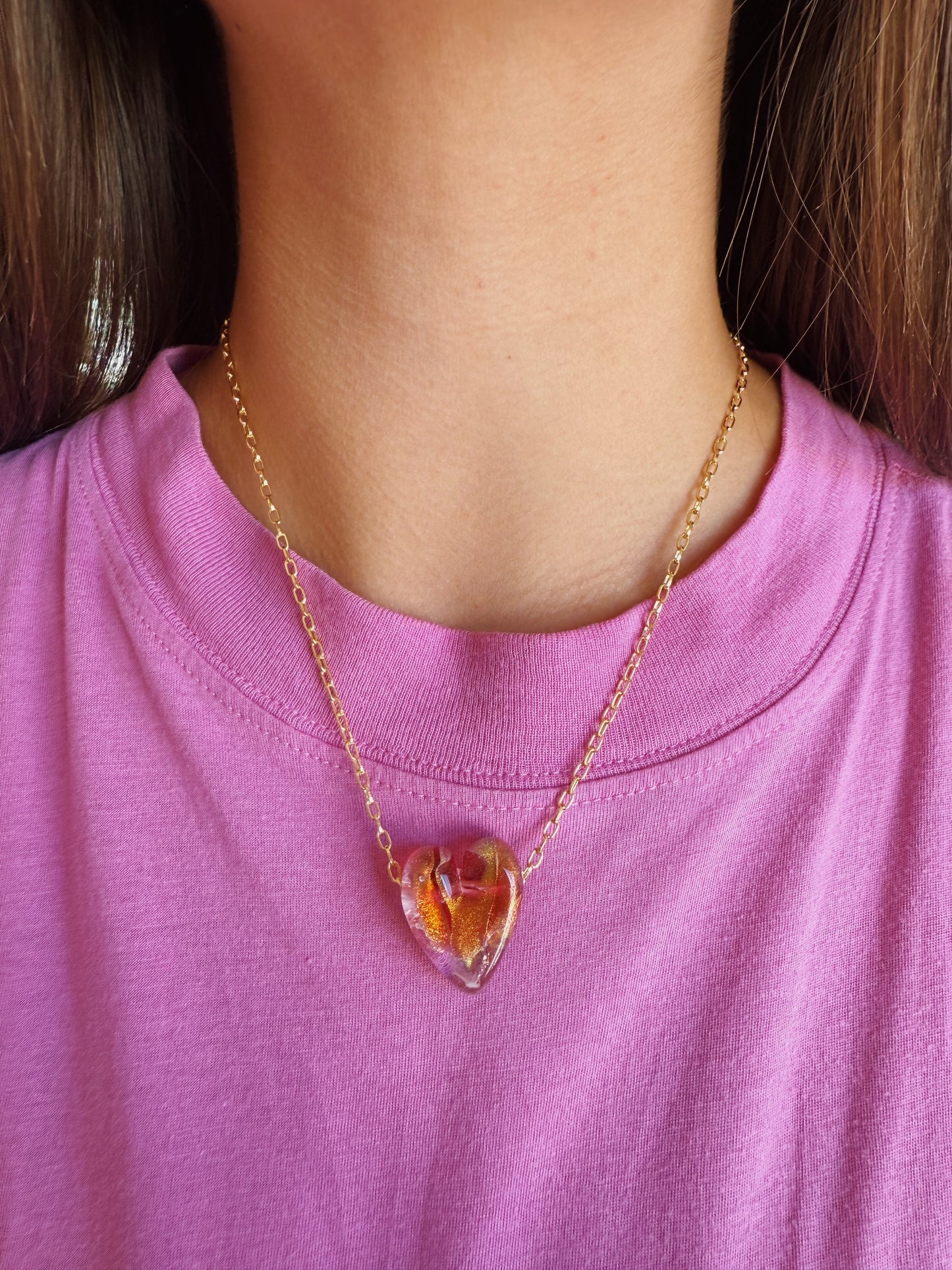 Large Glass Heart Necklace