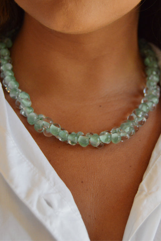 Bubble Glass Necklace- Mist