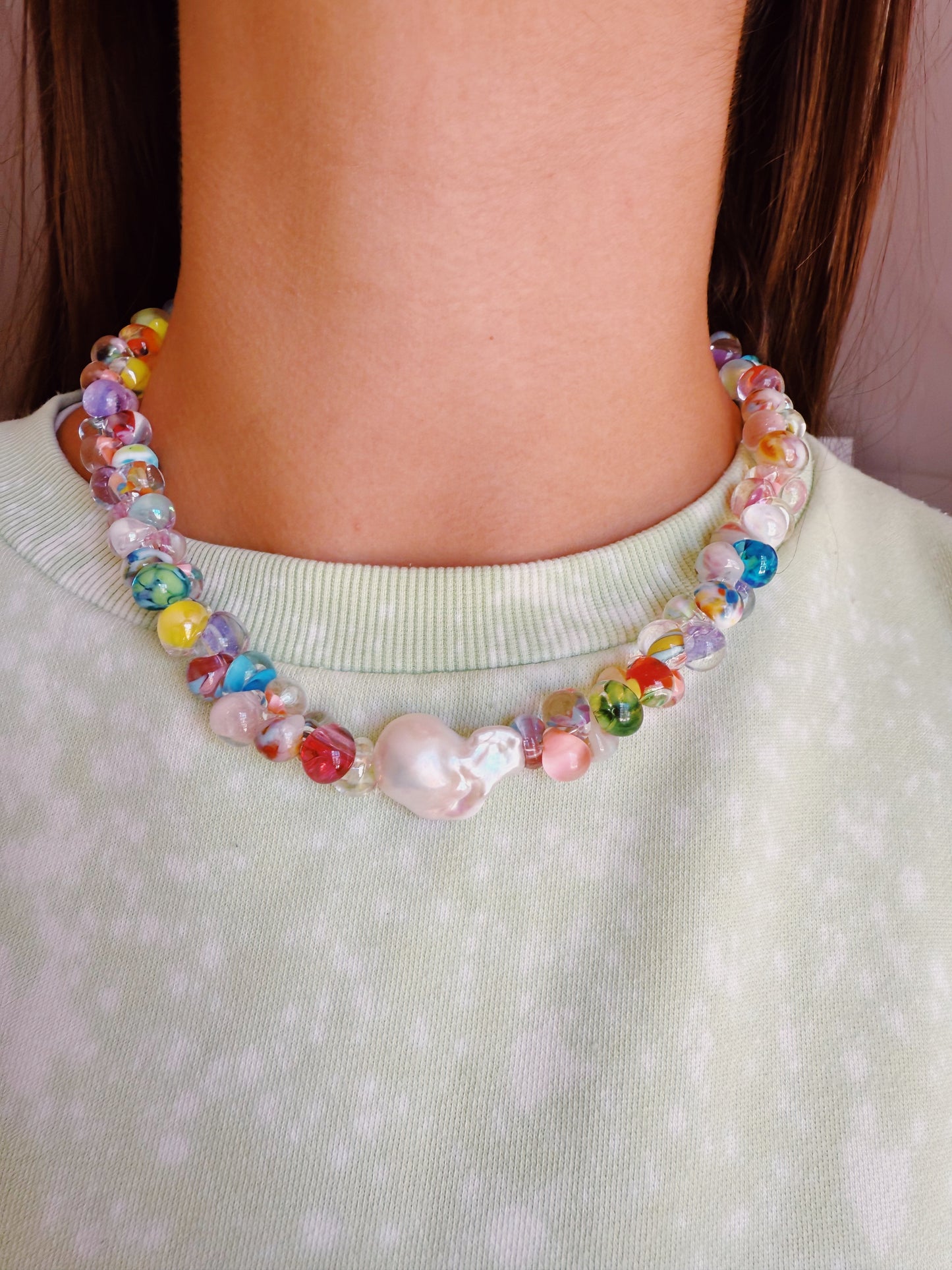 Rainbow Bubble Glass Necklace