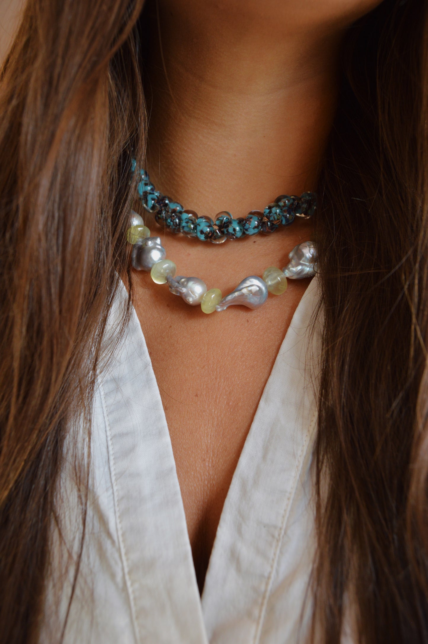 Bubble Glass Necklace - Peacock
