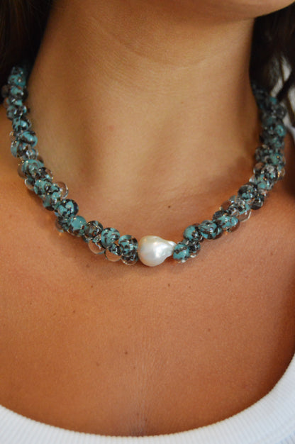 Bubble Glass Necklace- Peacock