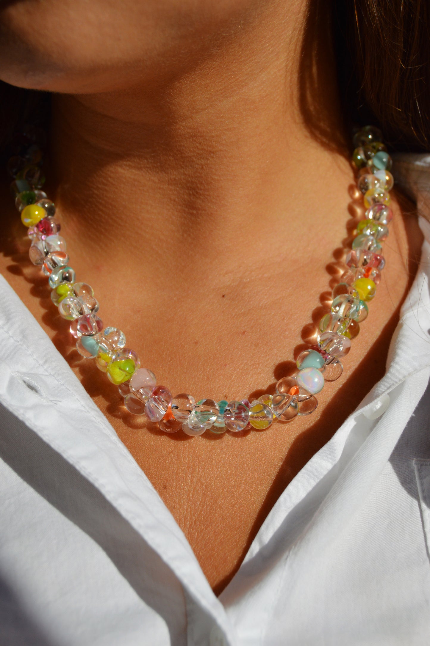 Rainbow Bubble Glass Necklace- Starburst