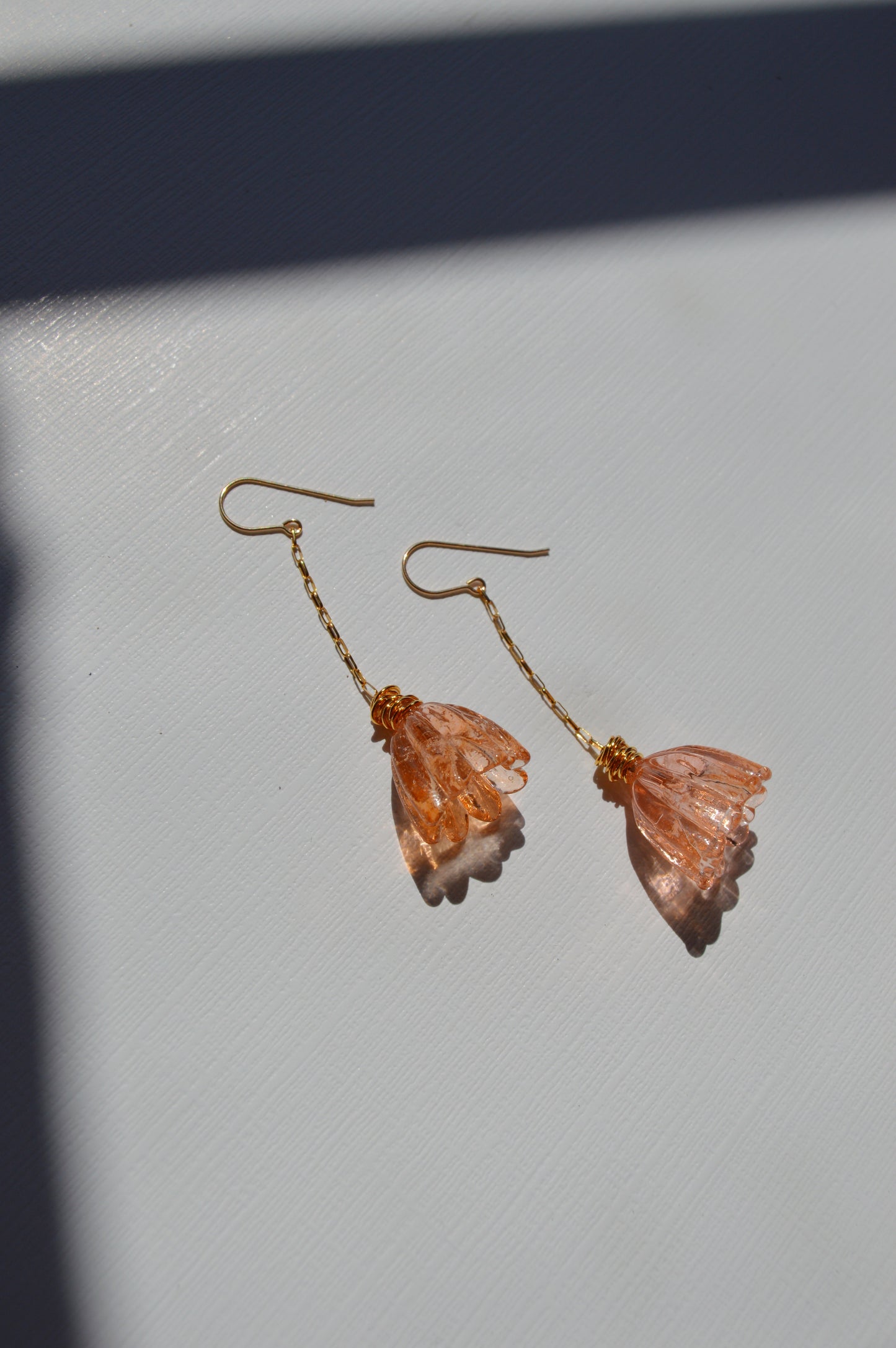 Super Sale Glass Tulip Earrings- Orange & Peach