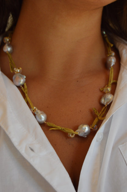 Silk and Pearl Layer - Champagne Olive