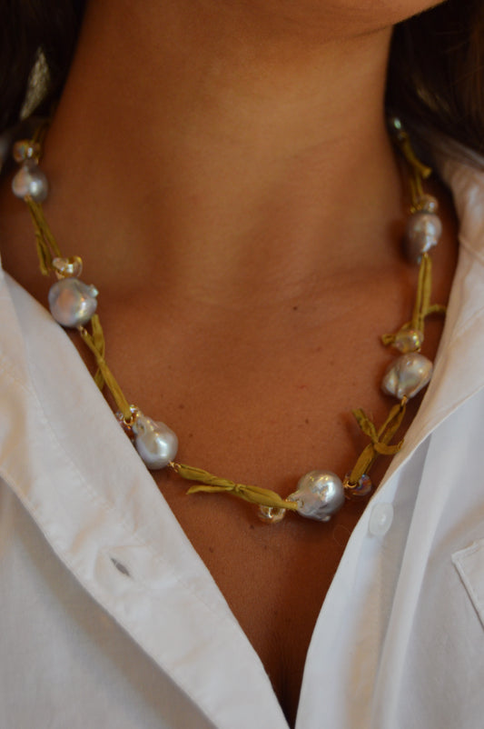 Silk and Pearl Layer - Champagne Olive