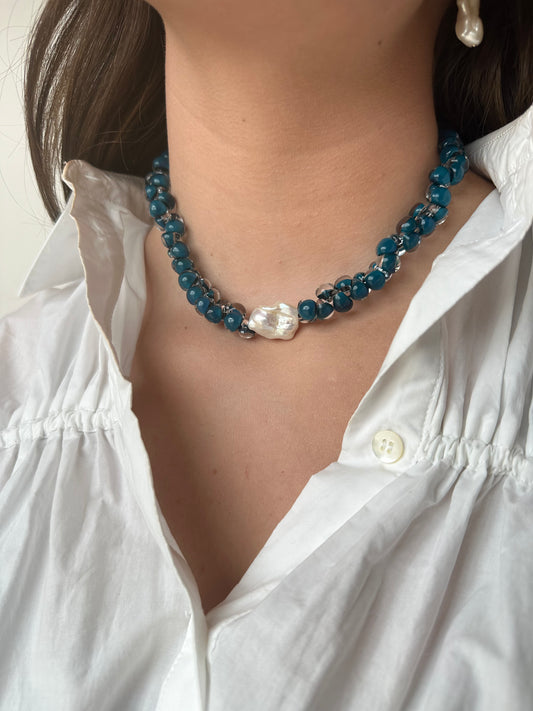 Bubble Glass Necklace - Deep Blue