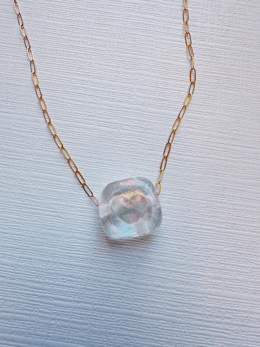 Dichroic Glass Stamp Necklace