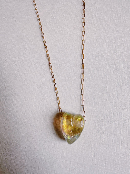 Dainty Glass Heart Necklace