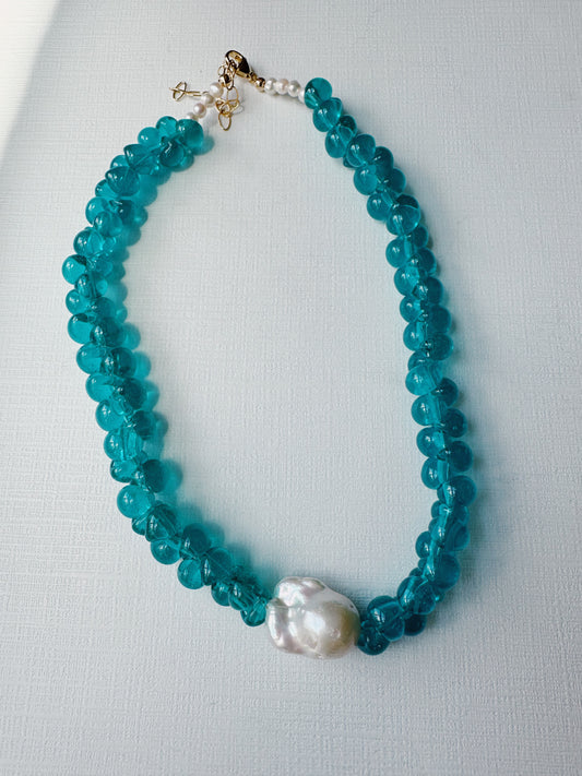 Bubble Glass Necklace - Teal