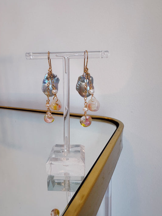 Glass and Baroque Pearl Drops