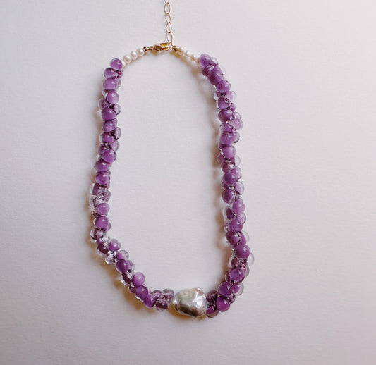 Bubble Glass Necklace - Purple