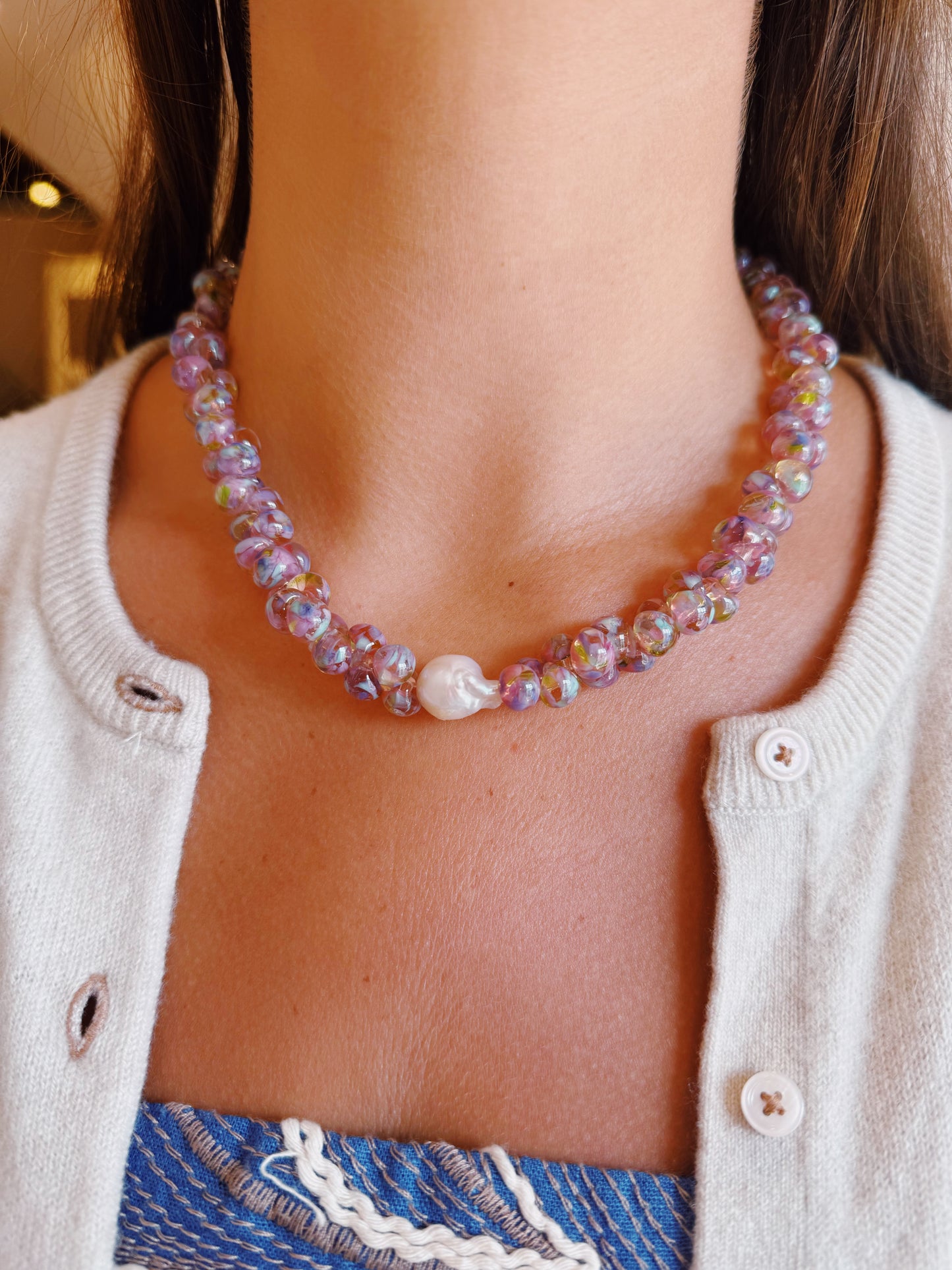 Print Bubble Glass Necklace
