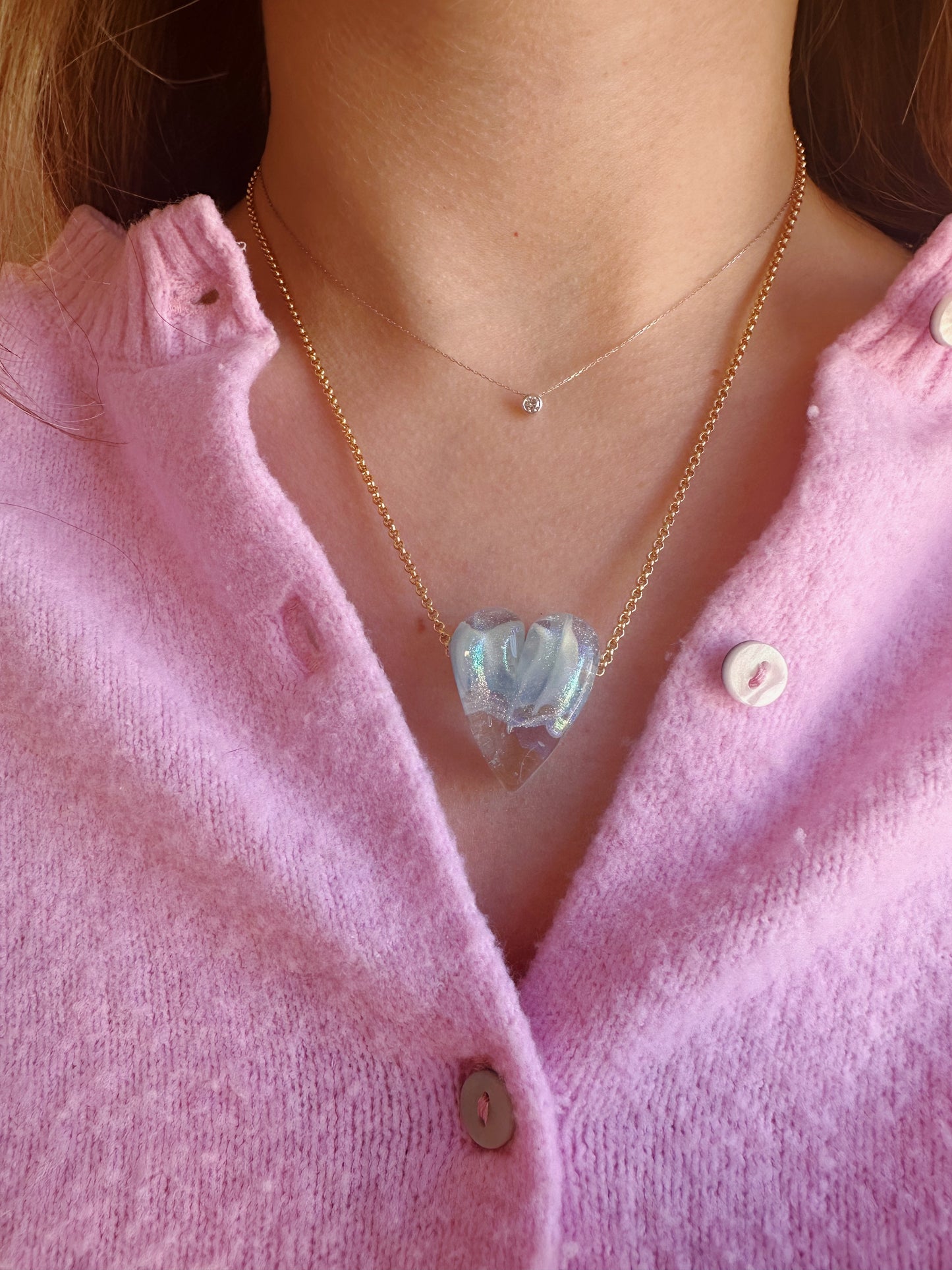 Extra Large Glass Heart Necklace DH54