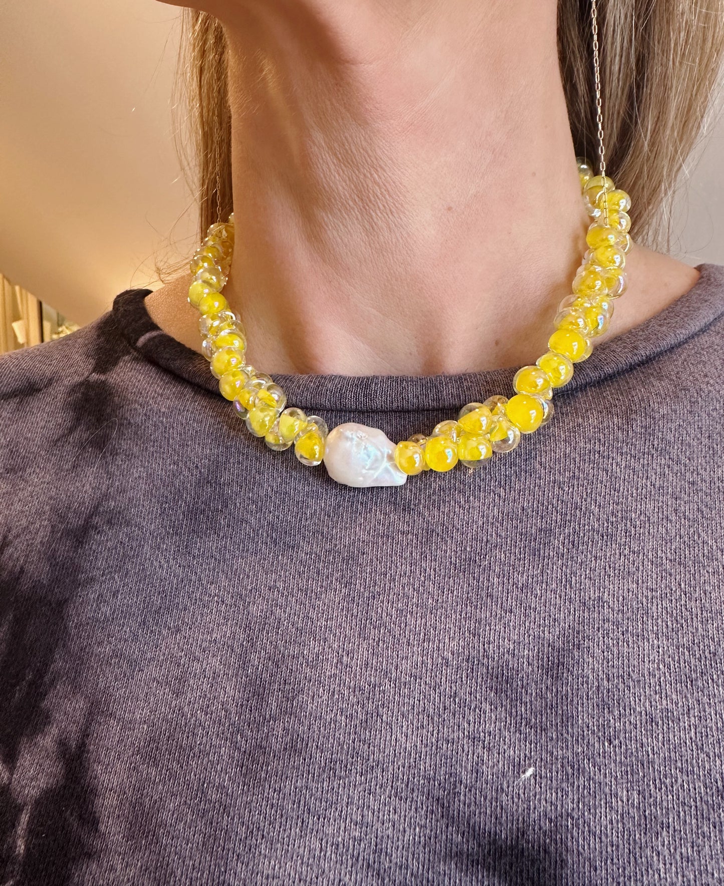 Bubble Glass Necklace - Lemonade