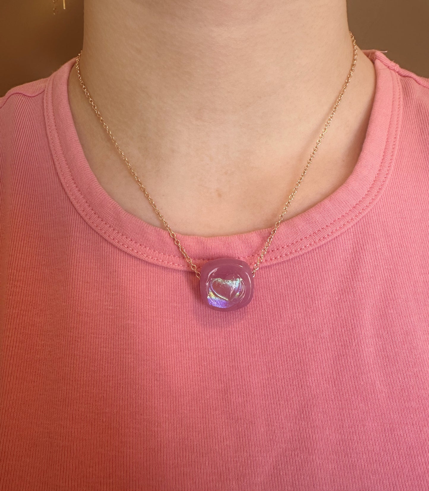 Dichroic Glass Stamp Necklace