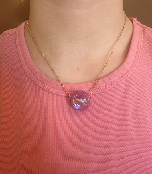 Dichroic Glass Stamp Necklace