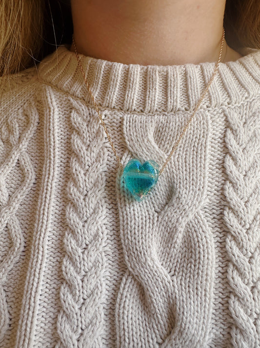 Dainty Glass Heart Necklace - DH01