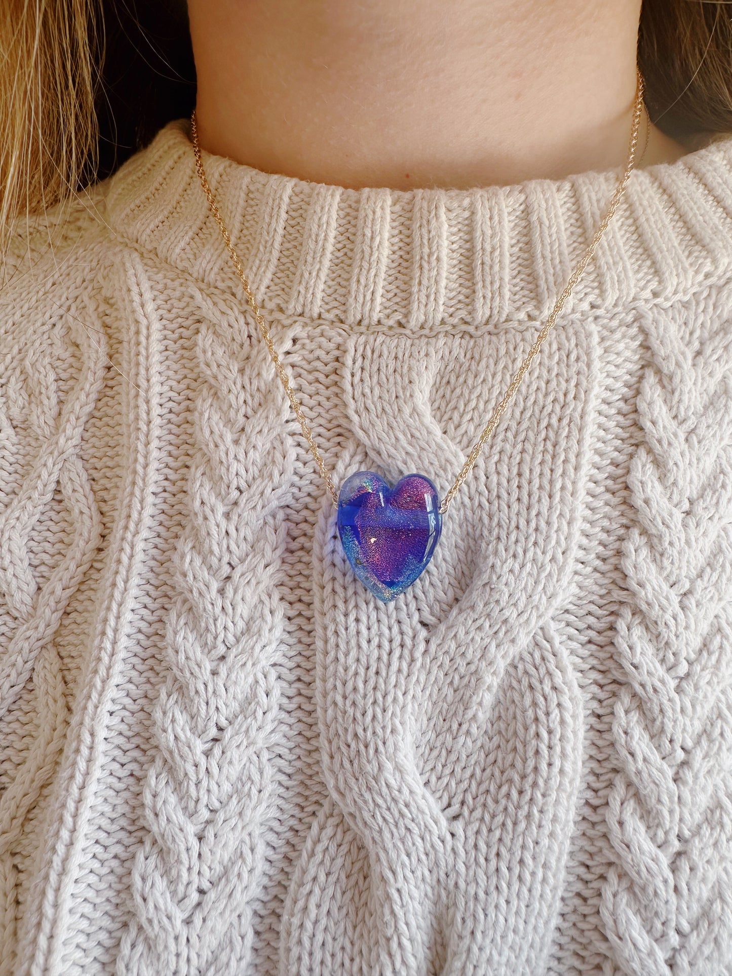 Dainty Glass Heart Necklace - DH02