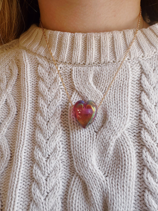 Dainty Glass Heart Necklace - DH03