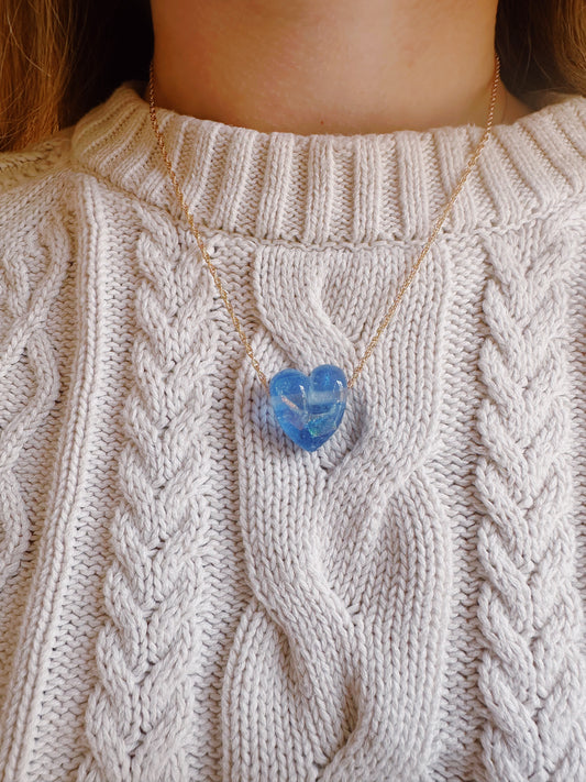 Dainty Glass Heart Necklace - DH04