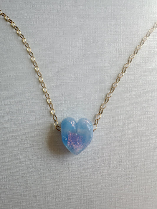 Dainty Glass Heart Necklace