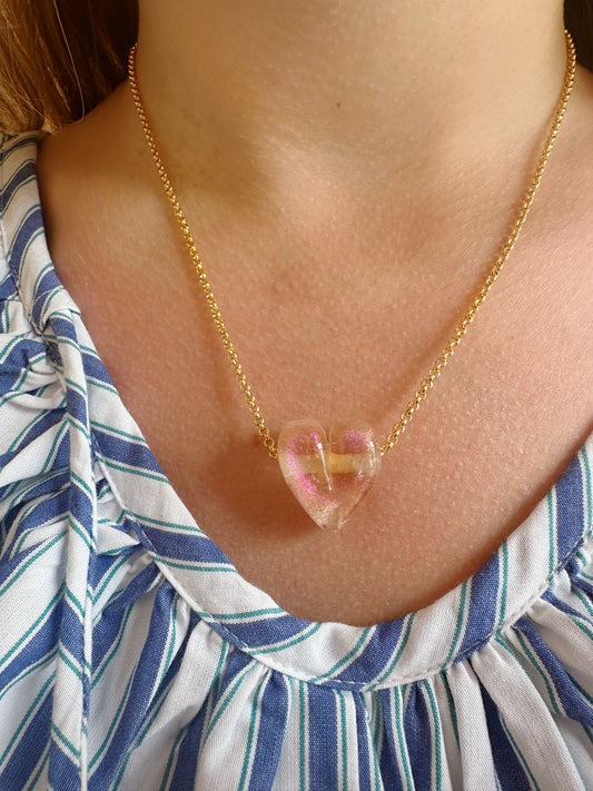 Dainty Glass Heart Necklace