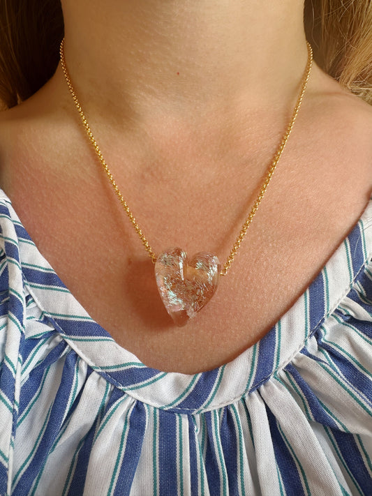 Dainty Glass Heart Necklace