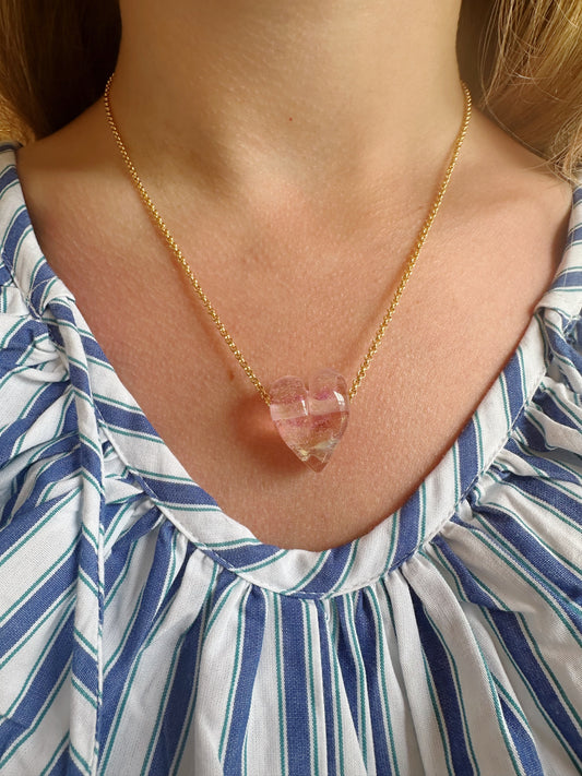 Dainty Glass Heart Necklace
