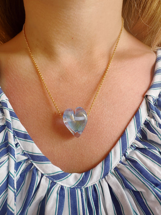 Dainty Glass Heart Necklace