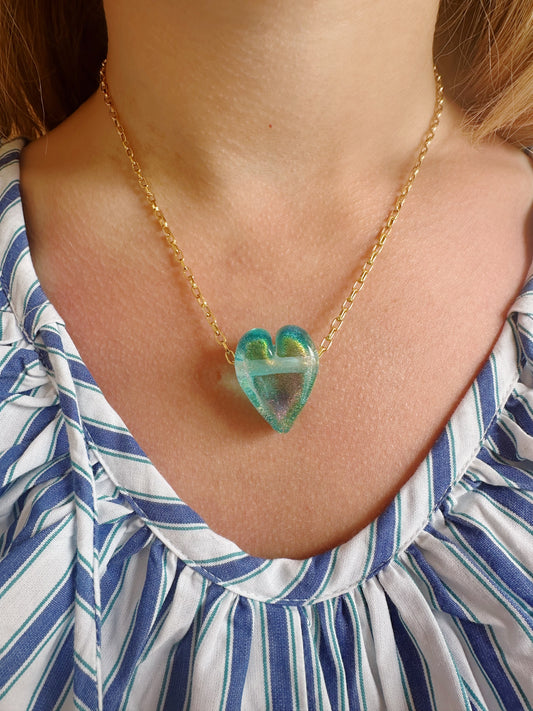 Extra Large Glass Heart Necklace