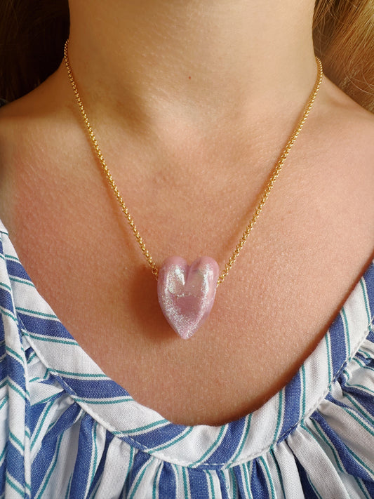 Dainty Glass Heart Necklace