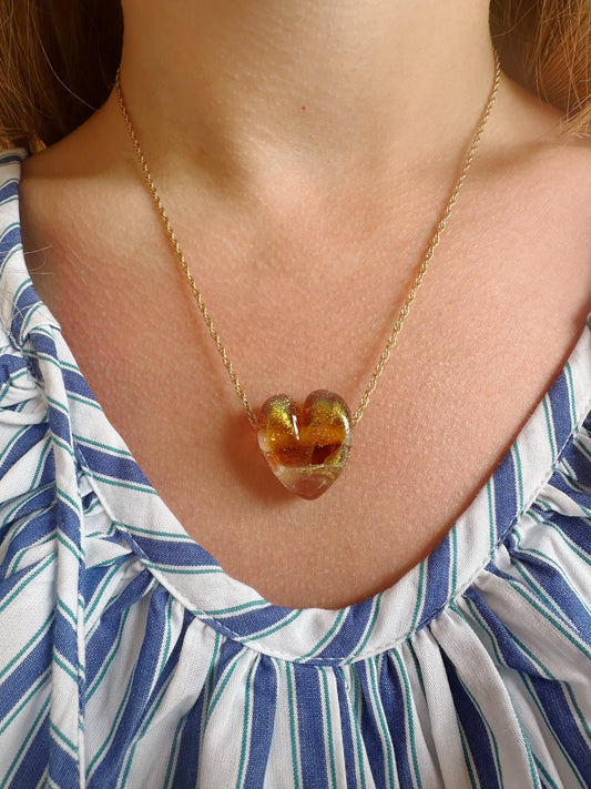 Dainty Glass Heart Necklace