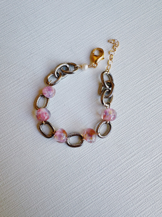 Plated and Bubble Glass Bracelet