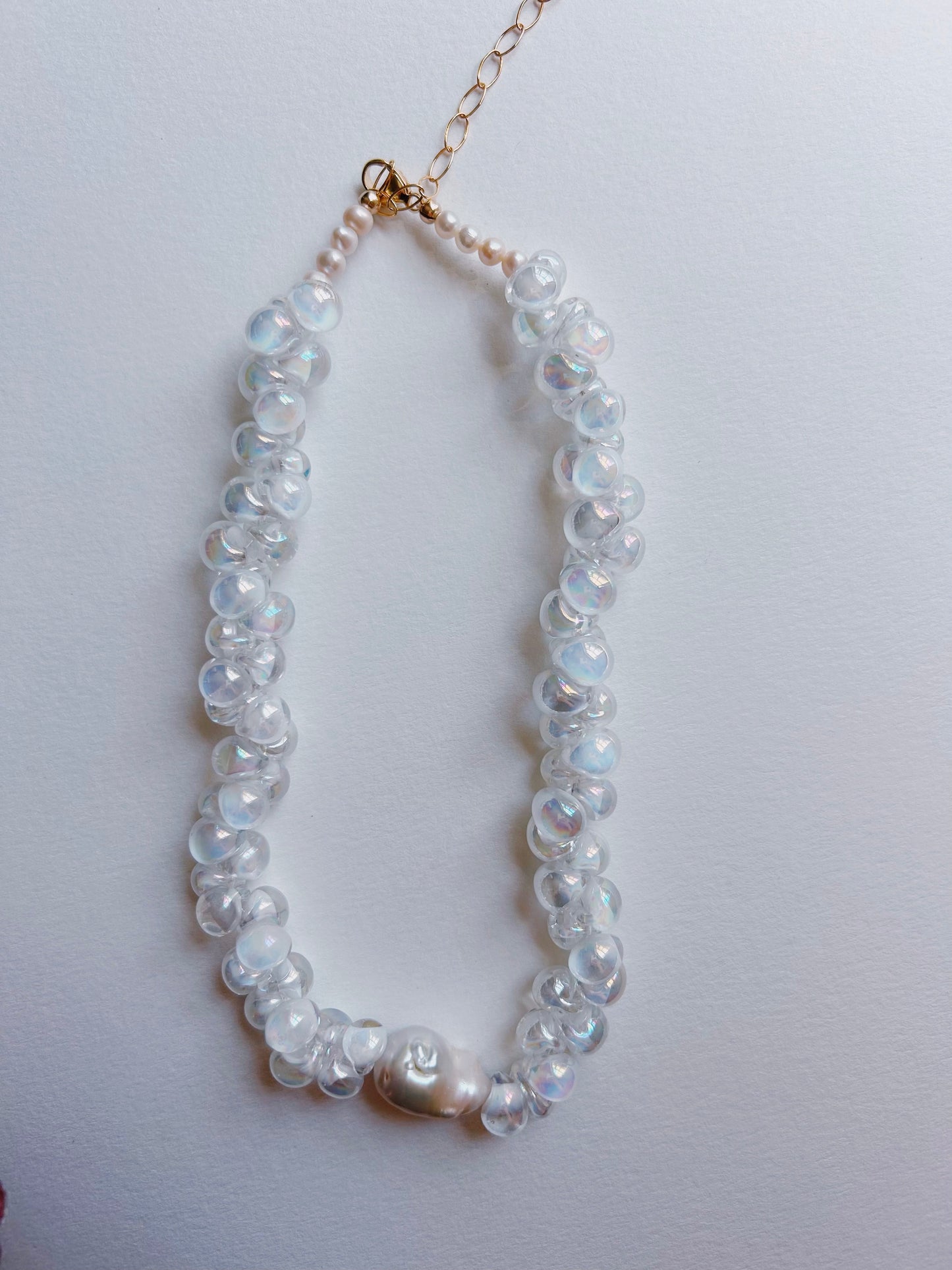 Bubble Glass Necklace - Pearly White