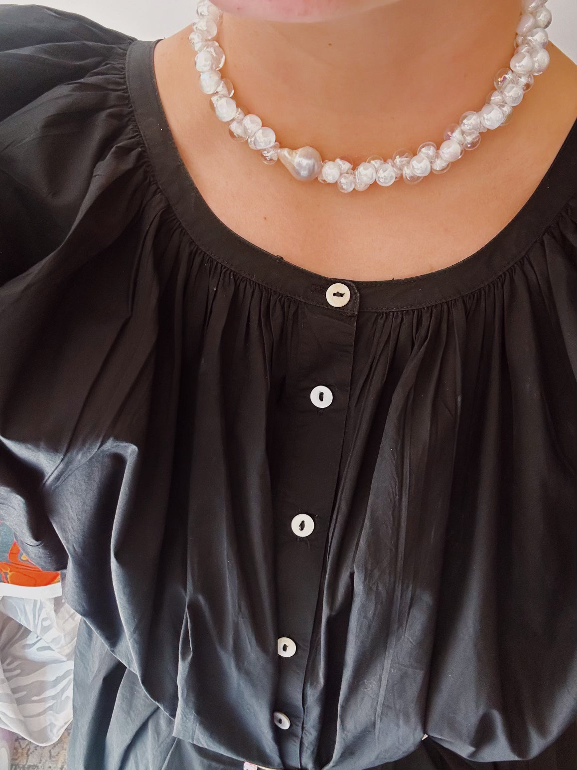 Bubble Glass Necklace - Pearly White