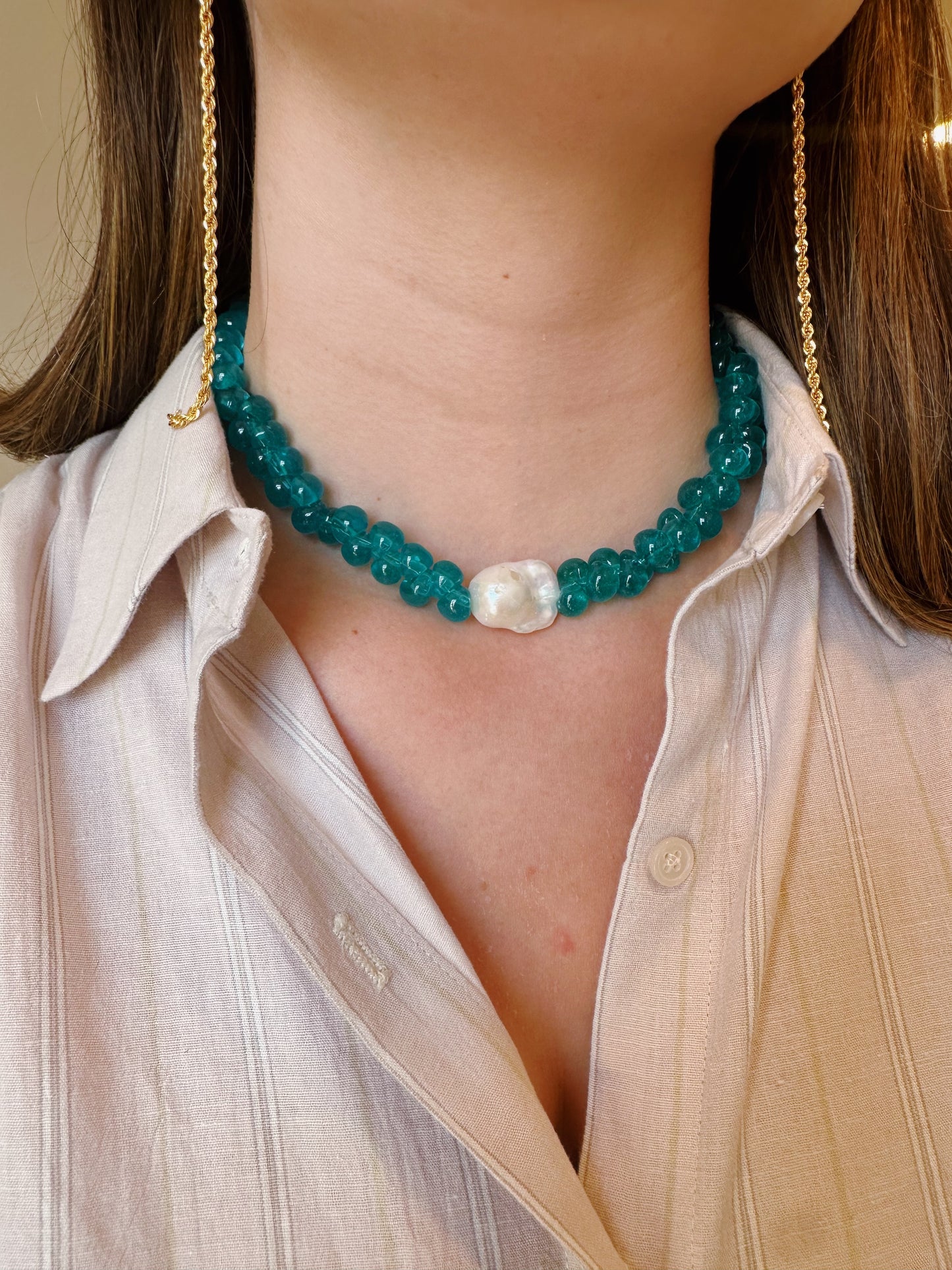 Bubble Glass Necklace - Teal