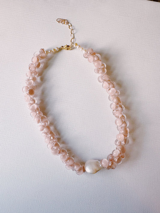 Bubble Glass Necklace - Nude XO4